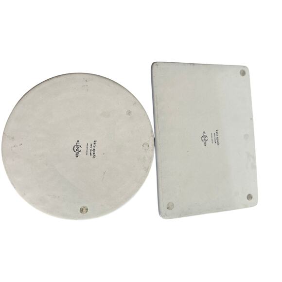 Kate Spade Lenox Embossed Serveware Set | Blue Round & White Tray - Picture 2 of 2